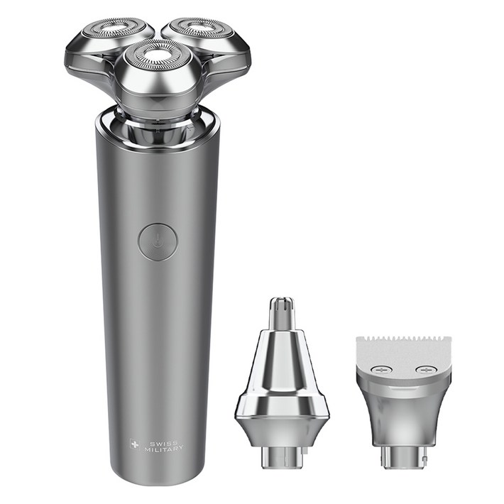 스위스밀리터리 3 in 1 메탈 쉐이버7 프로 전기면도기, SMAEV600X, 메탈 실버