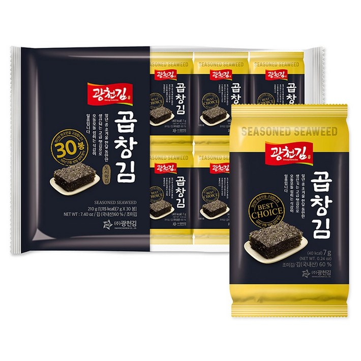 광천김 프리미엄 곱창 도시락김 30봉, 210g, 1개