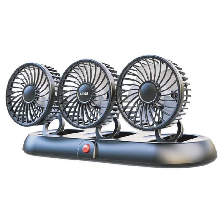 지니큐 USB타입 3헤드 차량용 5엽날개 3단풍량 써큘레이터, 블랙, FC300A