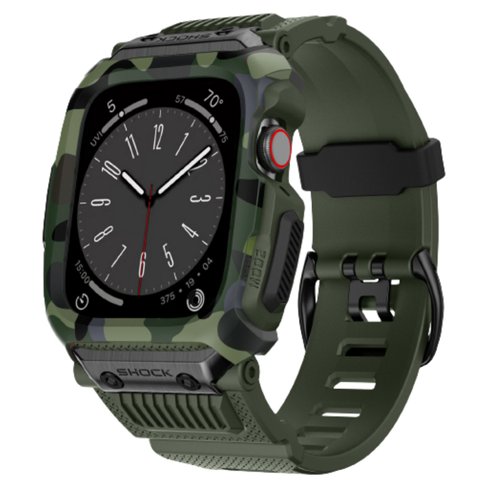 칸탐 애플워치 호환 지프로텍션 풀커버 케이스 스트랩 44  45mm, 그린카모