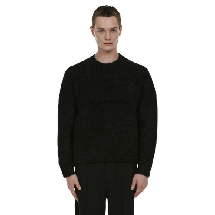 컨스트럭션 울 부클 오버 라운드 니트