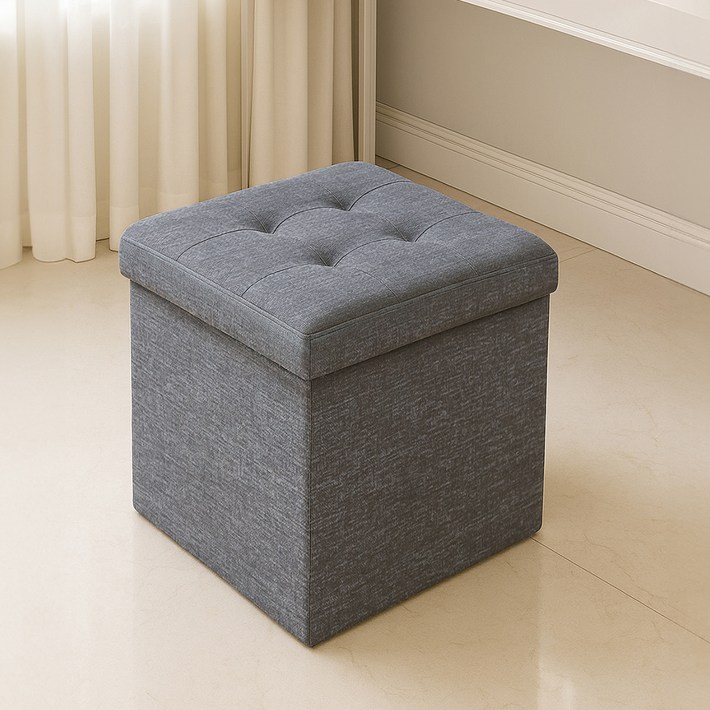 레토 패브릭 스툴 수납 의자 중형