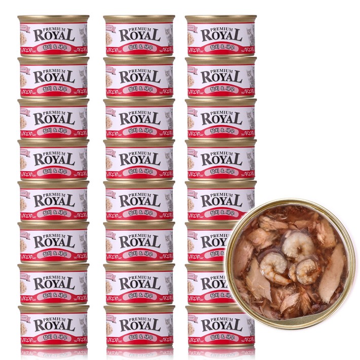 펫스토리 프리미엄 로얄 전연령 고양이캔, 참치  새우, 85g, 24개