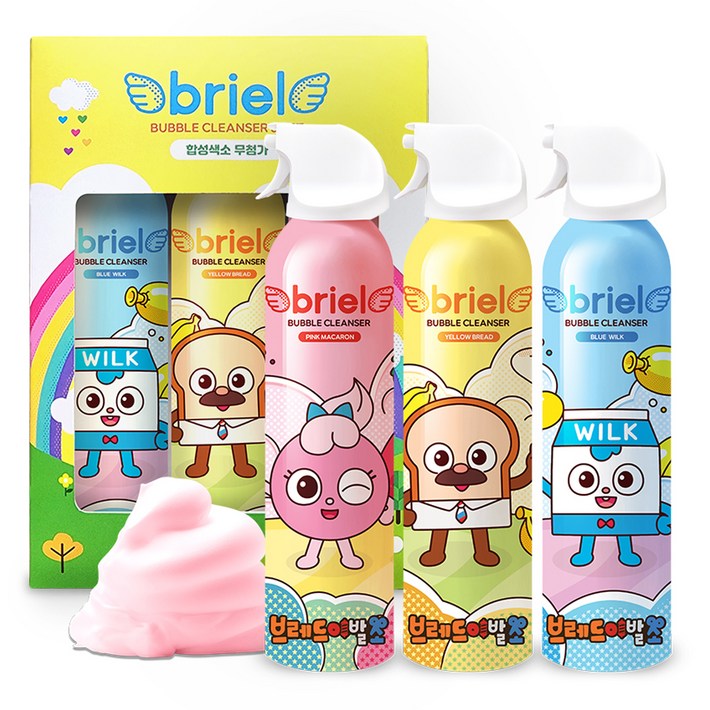 디보트브리엘 유아용 브레드 이발소 버블클렌저 딸기향  바나나향  풍선껌향 3종세트, 200ml, 1세트