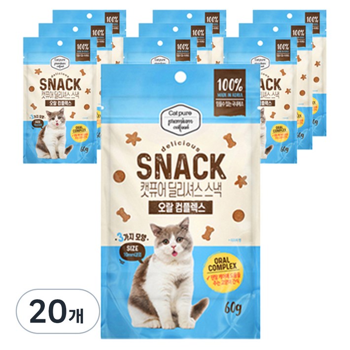 캣퓨어 고양이 딜리셔스 스낵, 20개, 60g, 오랄컴플렉스