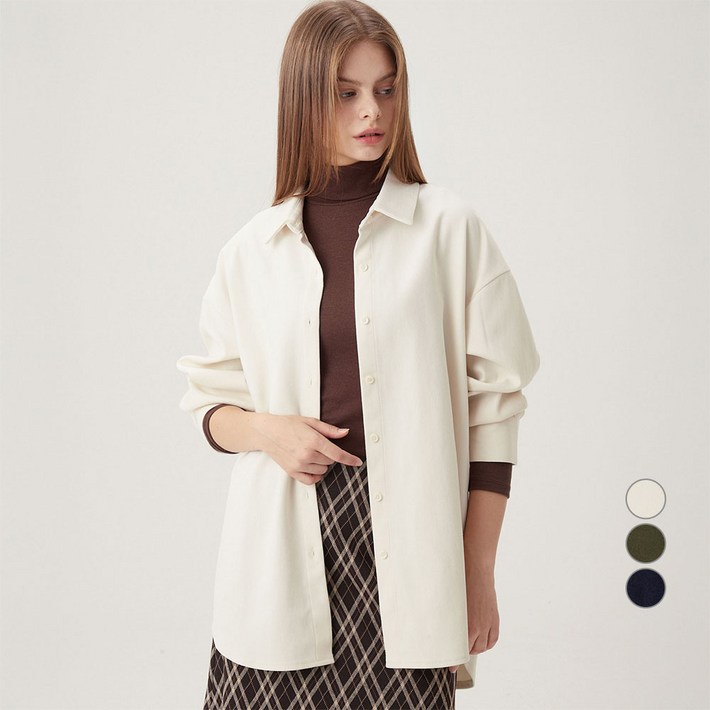 ELLE PARIS 여성용 오버핏 플란넬 웜업 셔츠