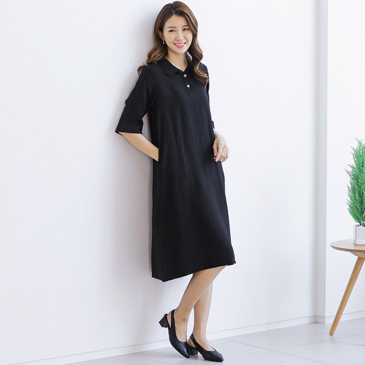 우일 여성용 인견 러프 카라 원피스 빅사이즈 포함