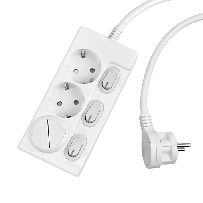 원스탑 제로갭 개별스위치 슬림 납작멀티탭 3구 16A + 안전커버1p