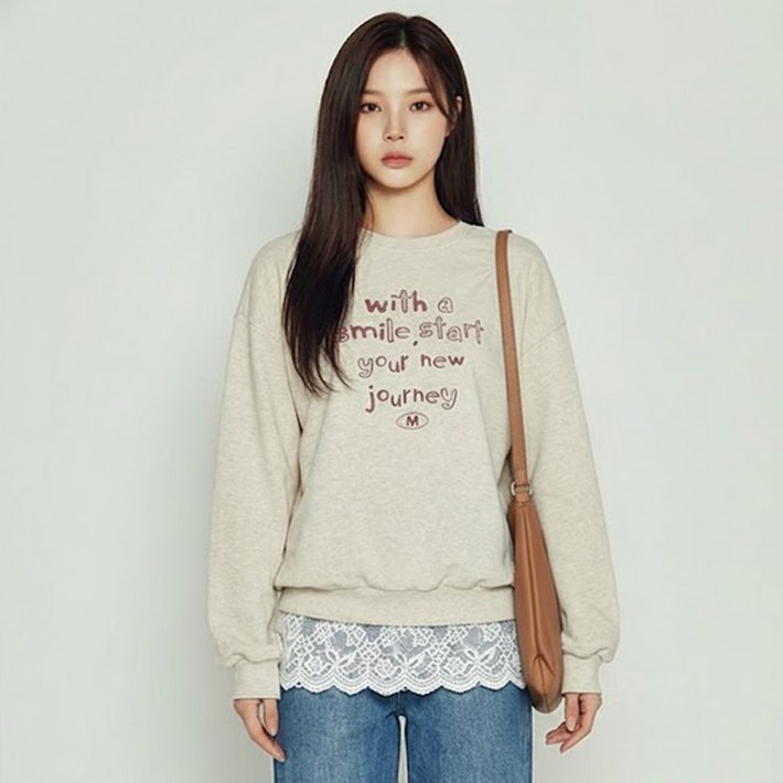 메이첼 스마일 스타트 레터링 스윗 맨투맨 12401