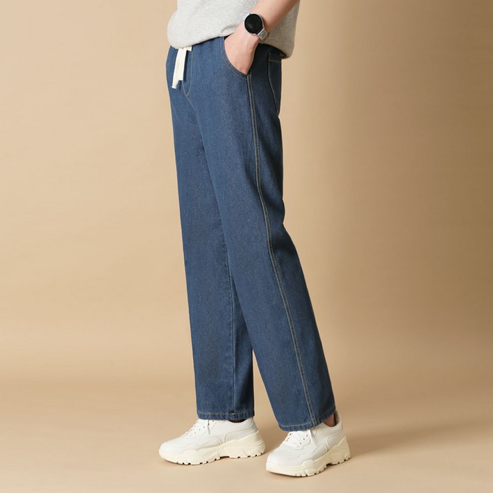 블루포스 남성용 언테빈 밴딩 본딩 10부 데님 청바지