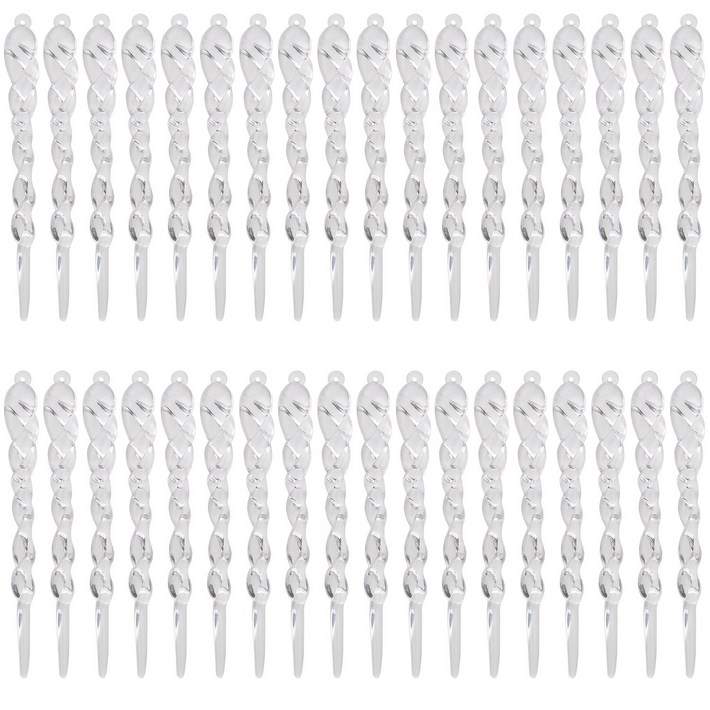 크리스마스 트리 크리스탈 고드름 장식 트리 장식 소품 36개 세트, 36개, 투명한