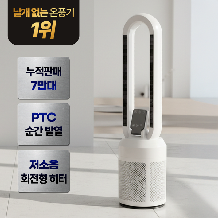 슈어홈 따뜻난방 BLDC 날개없는 초강력 저소음 온풍기, 화이트, CYH2200PTC3