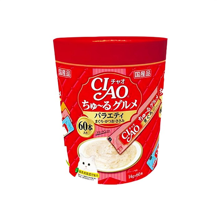챠오츄르 구루메 버라이어티 고양이 간식 60p, 혼합맛(참치/가다랑어/닭가슴살), 840g, 1개