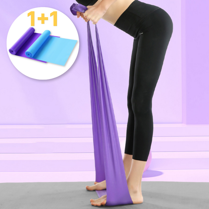 루바르 쭈우욱 늘어나는 스트레칭 요가 밴드, 2개, 블루퍼플