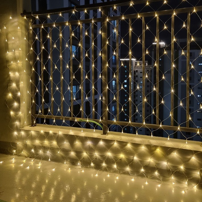 크리스마스 LED 24V 그물전구 256구 잔디 나무 캠핑 줄 야외 트리 전구 1분설치, 웜색, 7개