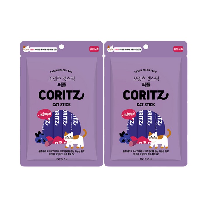꼬릿츠 캣스틱 퍼플 6개입 10g x 6ea 요로 건강 고양이 츄르, 60g, 2개