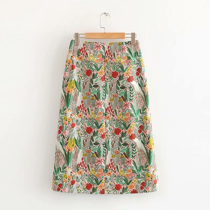 라인 셋업 플라워프린트스커트 롱 봄