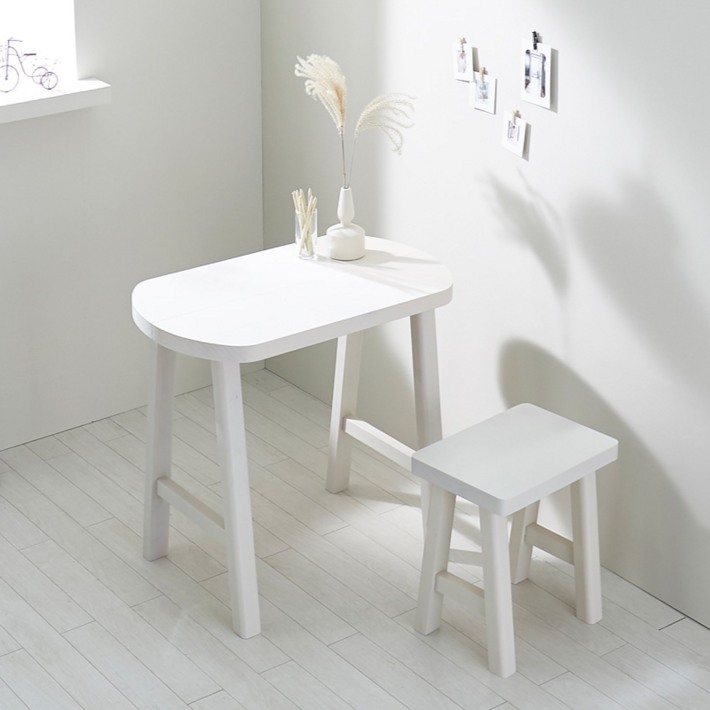 한정 수량 특가1인 2인 원목 식탁 까페 미니 타원형 탁자 베란다 홈바 다이닝 스타벅스 테이블 800 3co, 아이보리