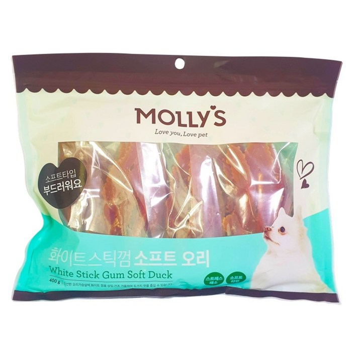 몰리스 반려견 화이트 스틱껌 소프트오리 400g 애견 개껌