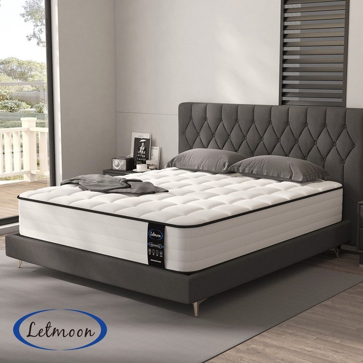렛문 하이브리드 매트리스 독립 포켓 스프링 침대 바닥 매트리스, 25cm, 화이트