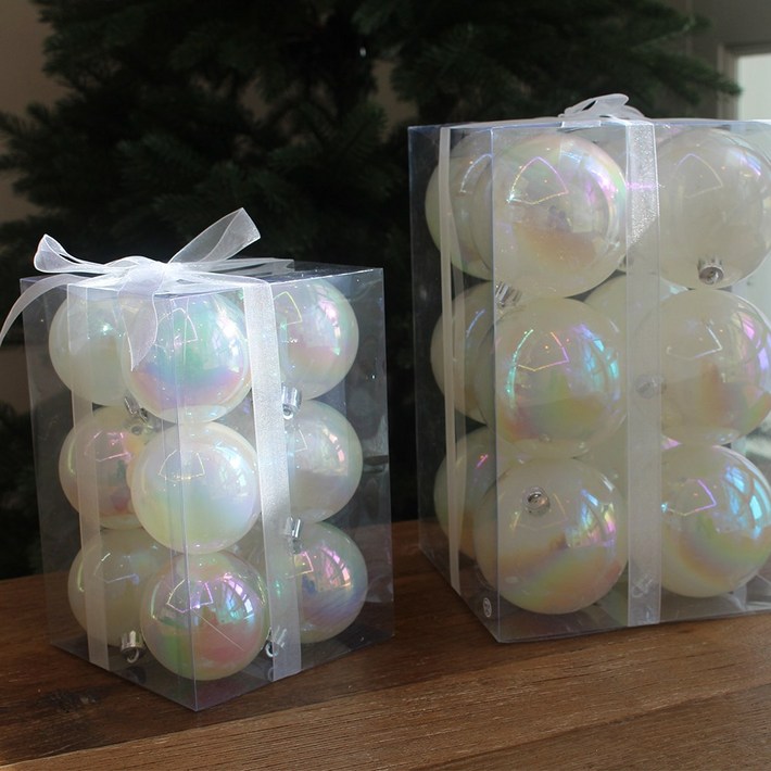 해피인어스 진주알 오너먼트 12P세트 크리스마스, 12개, 화이트