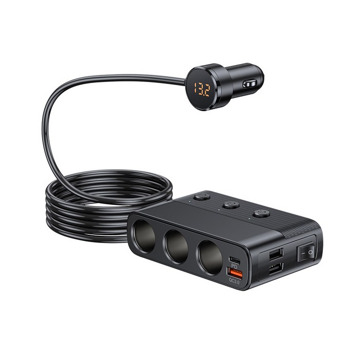 라온 볼트게이지 차량용시거잭 120W 3구 멀티소켓 PD 30W 초고속 차량용 충전기, 1개 라온 볼트게이지 차량용시거잭 120W 3구 멀티소켓 PD 30W 초고속 차량용 충전기, 1개