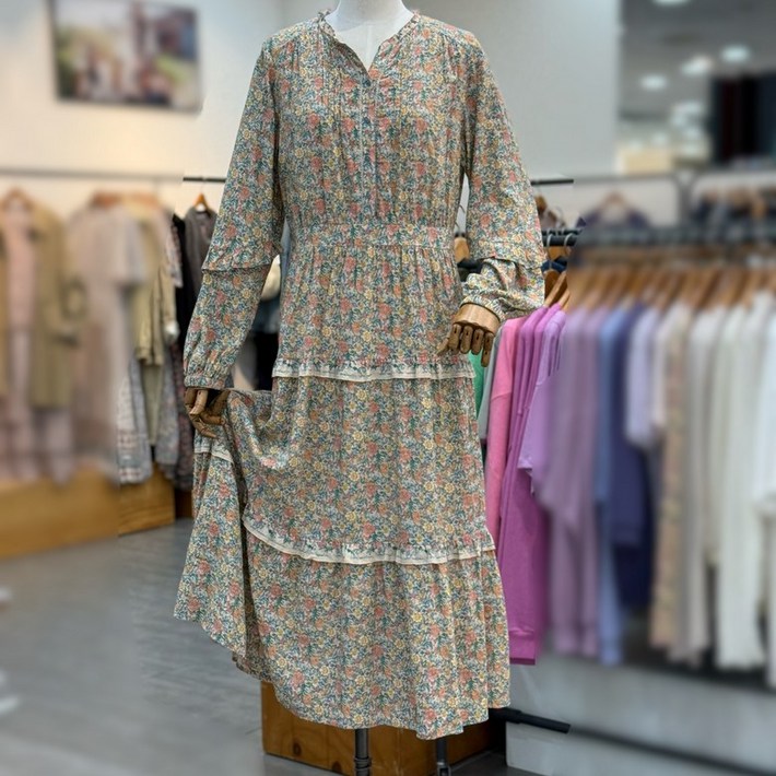 써스데이아일랜드 플라워 프릴 롱 원피스 t246mop146