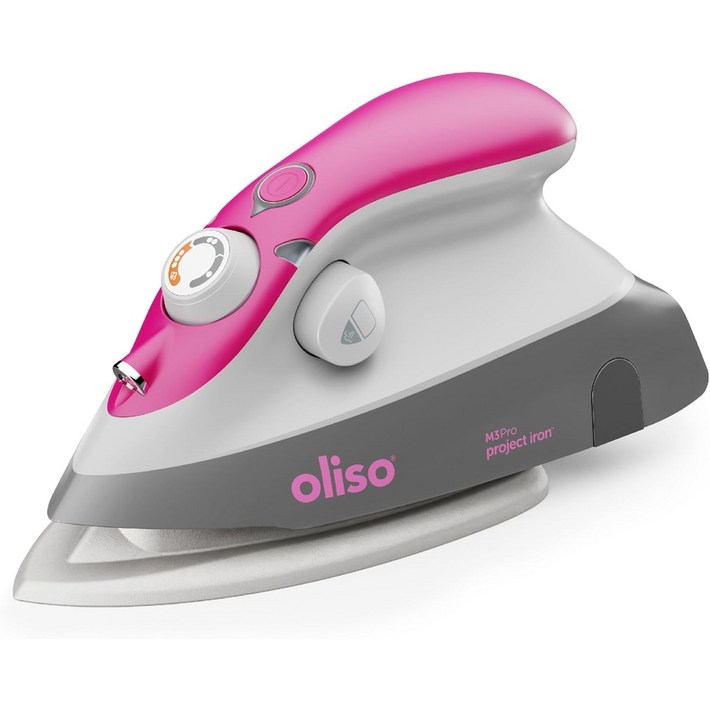 올리소 M3 Pro 스팀 다리미 세라믹 바닥 1000와트 라즈베리 색상 재봉 퀼팅 여행용