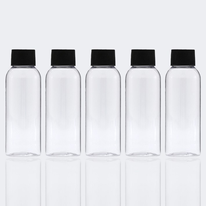단마개 공병 PET 용기 투명 플라스틱 여행용 소분 5개