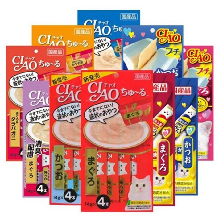 이나바 챠오츄르 파우치 참치 종합셋트 56g x 10개10종 이나바 챠오츄르 파우치 참치 종합셋트 56g x 10개10종