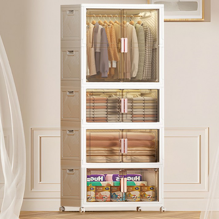 HOMEY NEST 대용량 다용도 리빙박스 정리함 폴딩 옷장 수납장, 1개, 75cm면 폭