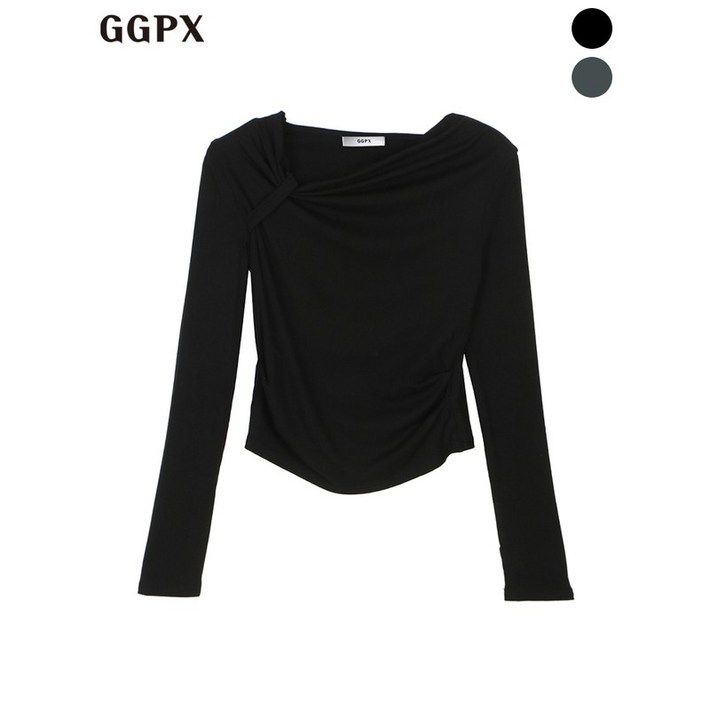 GGPX 언밸런스넥 셔링 숏 티셔츠  GO9TS002F