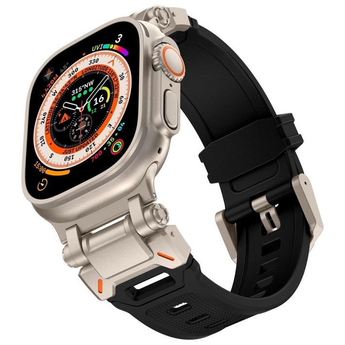 Fegwilde 애플워치 호환 메탈 티타늄 실리콘 스포츠 스트랩 49mm 10 46mm 45mm 44mm 42mm 9 8 7 6 5 3 2 1 SE 울트라2 밴드