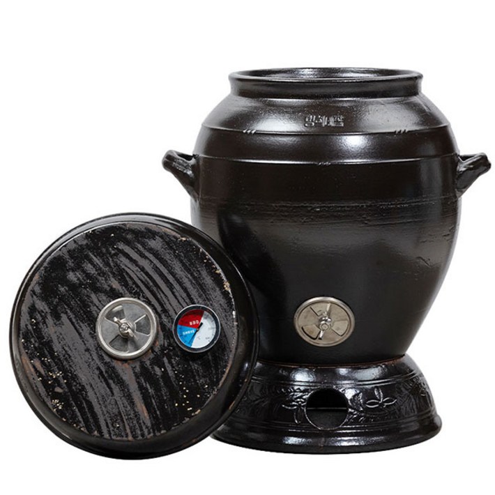 100 옹기 숨쉬는 항아리 바베큐 숯불 그릴 화로 실내 옥상 베란다 시골 펜션 야외 불멍 훈제 훈연 캠핑 깨지지 않는 내열용 15L 소형 23인용, 1개