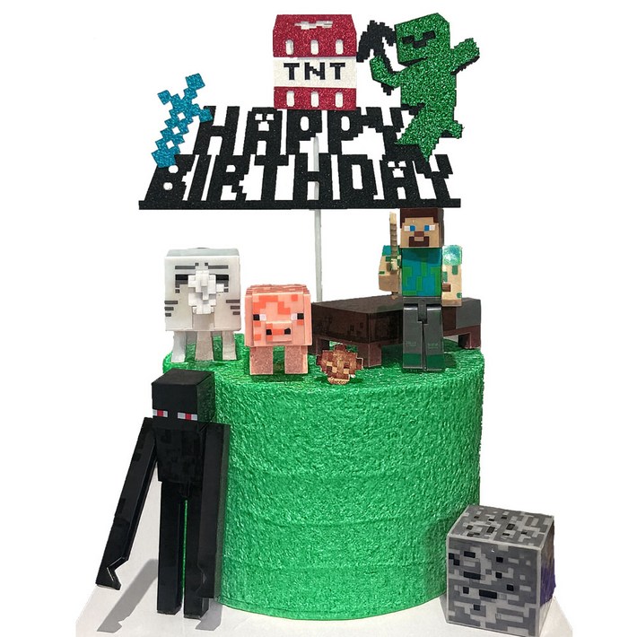 마인크래프트 케이크토퍼 (피규어6종+종이토퍼set)