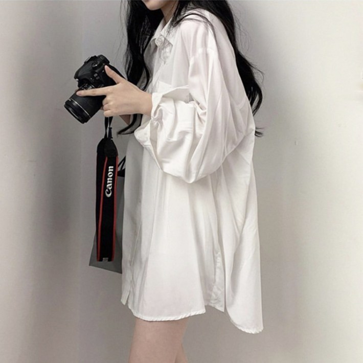 레티고 여성 데일리 루즈 포켓 셔츠