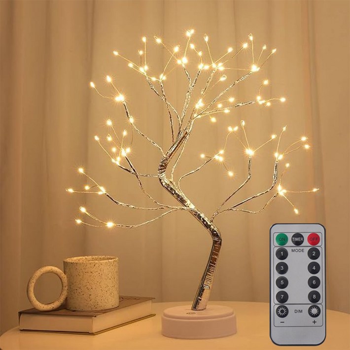 위케아 108구 자작나무 미니트리 인테리어스탠드 무드등, 금빛