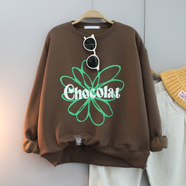 달콩 여성 기모맨투맨 빅사이즈 데이지오버핏맨투맨(기모)