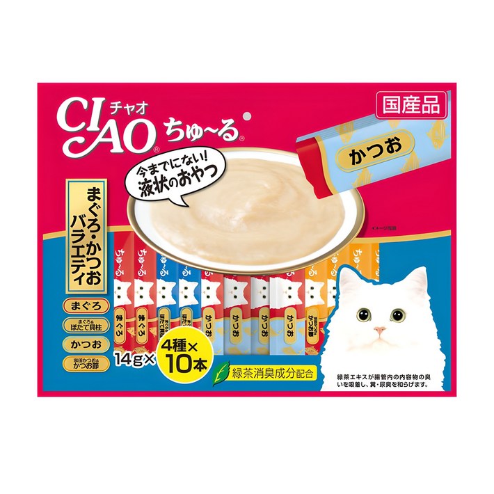 이나바 고양이 챠오츄르 버라이어티 간식, 혼합맛참치가다랑어, 560g, 1개