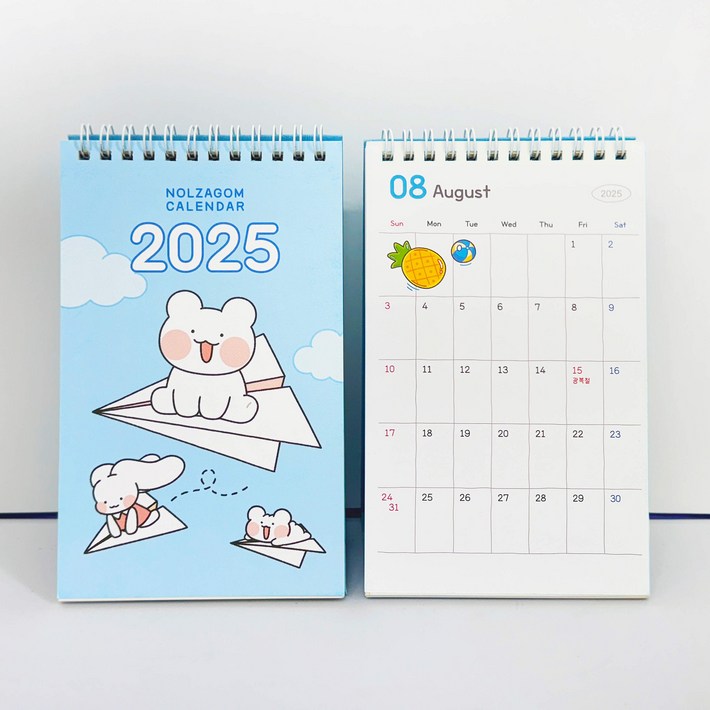 2025년 놀자곰 탁상 달력 귀여운 캐릭터 캘린더 데스크 이모티콘, 1개