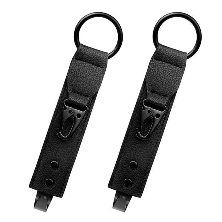 세플로 가죽 스트랩 차량용 가방걸이, 2개, 블랙 더블