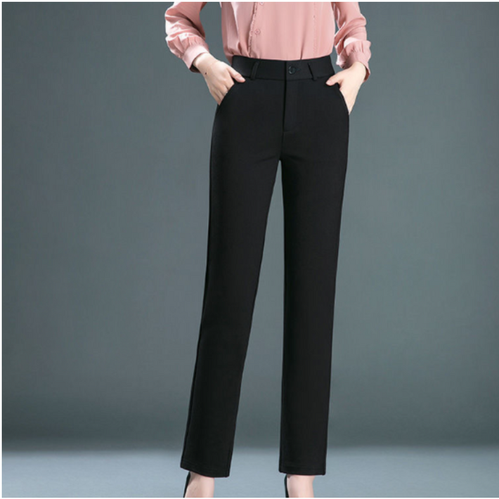 (M~4XL)사계절 여성 정장바지 스판 일자핏 여성 캐주얼 긴바지