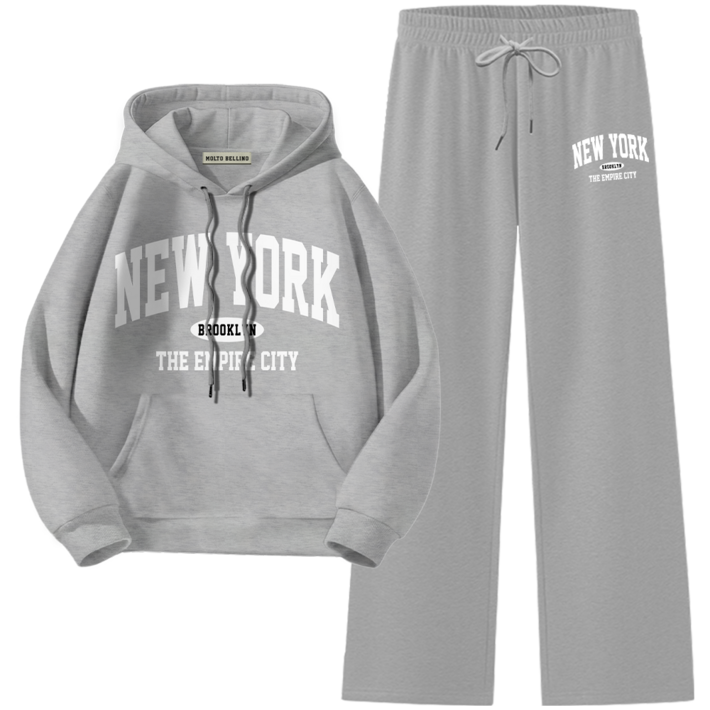 몰토벨리노 기모 ST 뉴욕엠파이어시티 스탠다드핏 후드티 일자팬츠 상하세트
