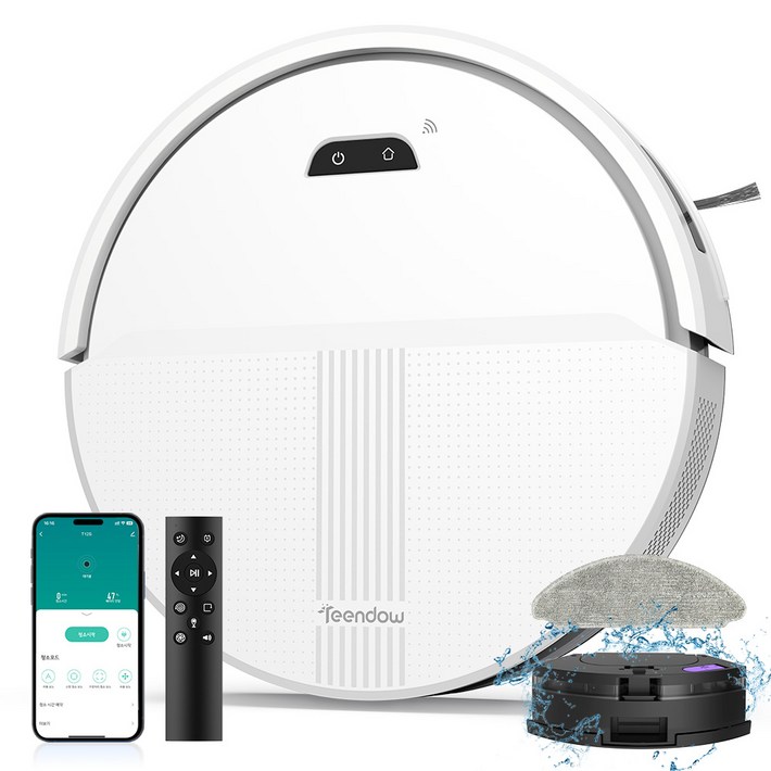 2026년형 틴도우 물걸레 로봇청소기물걸레 패드2필터2사이드 브러시41년보증 T12S, 화이트