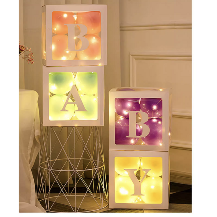 블루밍 가든 LOVE BABY 레터링 풍선 박스 벌룬 데코레이션, 1세트, BABY화이트