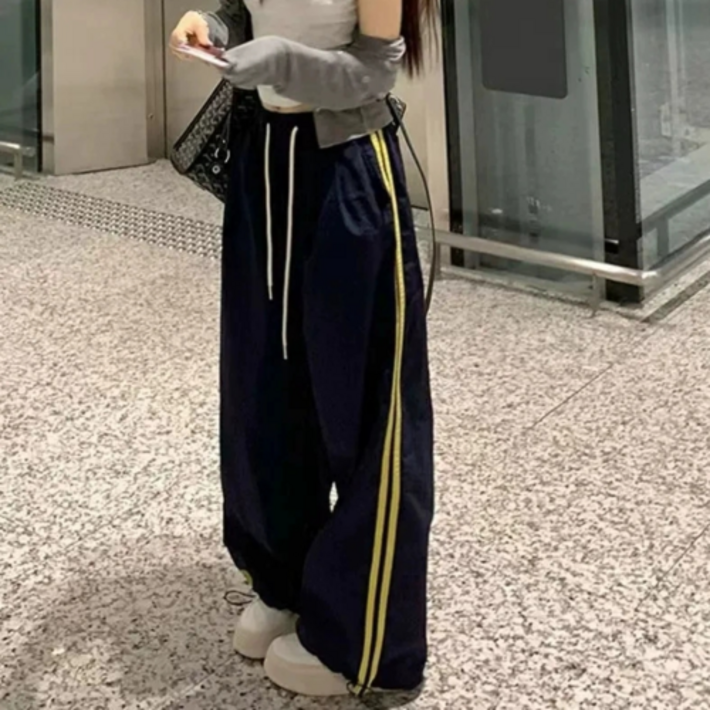 사라포유 여성 두줄 와이드 밴딩 트랙 조거 팬츠