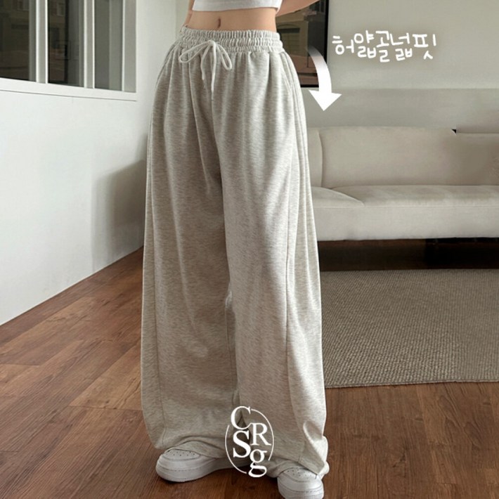 크림슈가  쿨여름팬츠 숏 롱 선택  에어메쉬 백포켓 사이드 핀턱 롱 와이드 팬츠