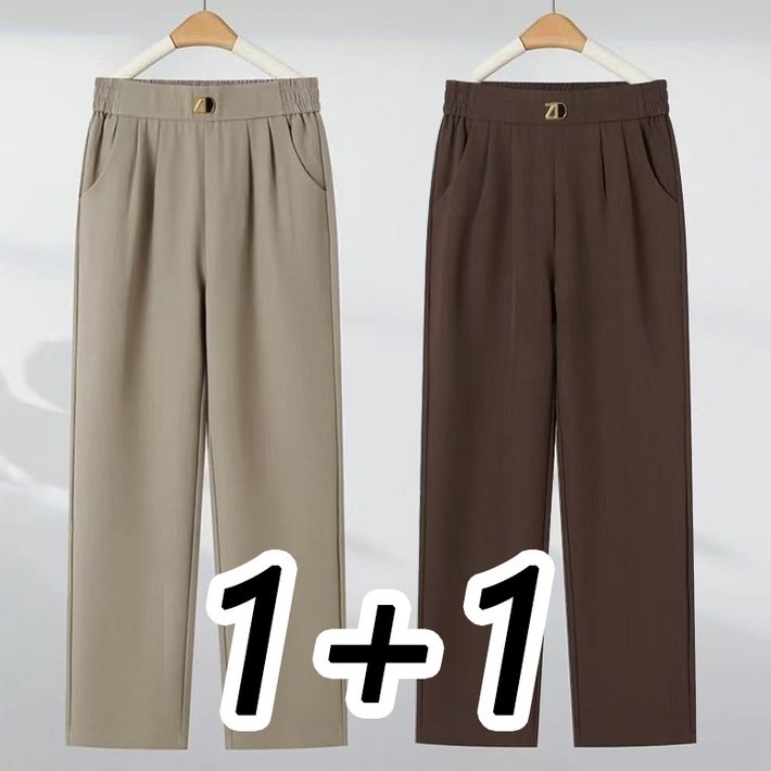 11 중년여성 엄마복 봄가을 캐주얼 와이드팬츠 편한 밴딩 통바지 일자핏 슬랙스 바지