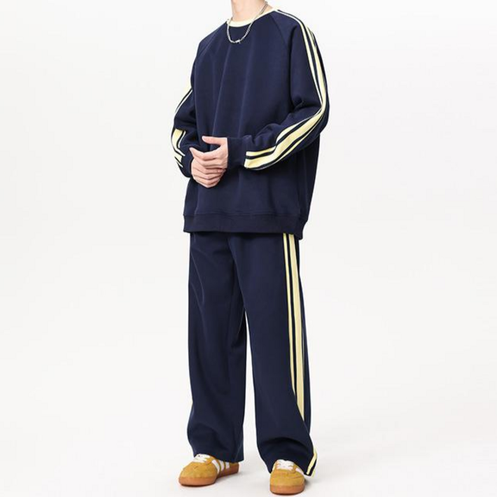 ANYOU 남여공용 트레이닝 세트 라운드 맨투맨바지 커플 코디 투피스