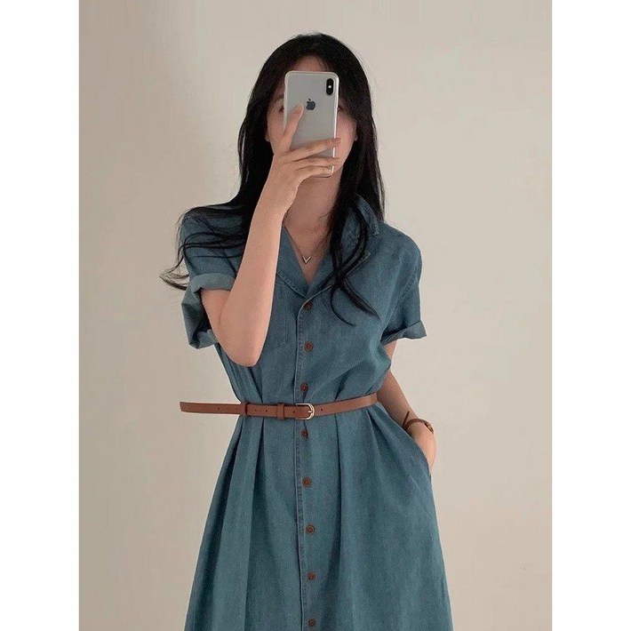 여름 가을 데님 원피스 허리벨트